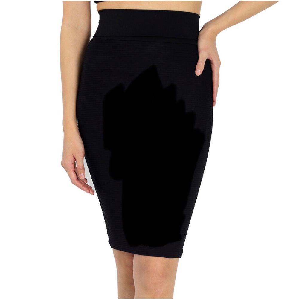 Wolford Black Ribbed Bodycon Pencil Skirt